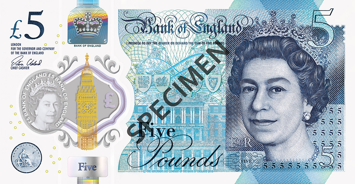 Front of five pound note