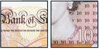 Polymer £10 note security feature of raised print
