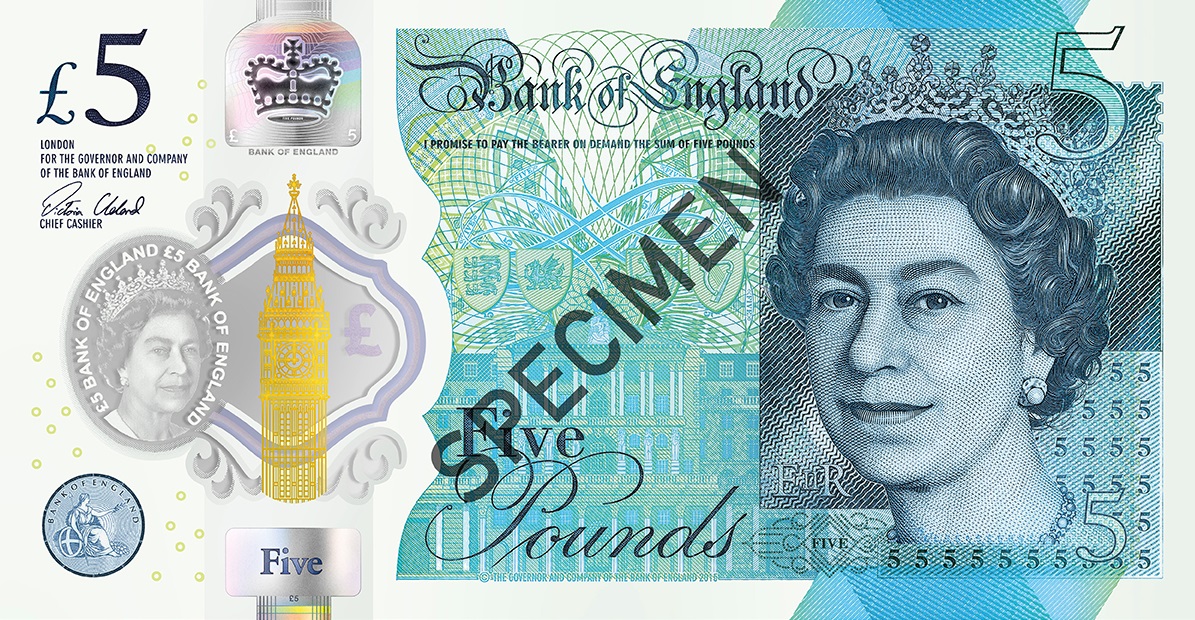 Front of five pound note