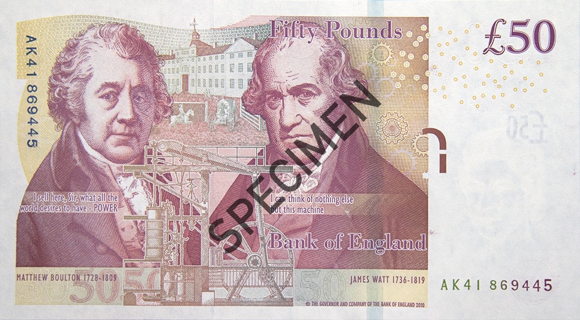 Back of fifty pound note