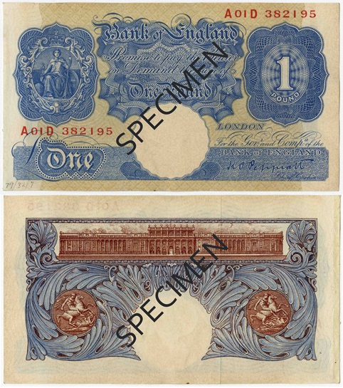 Front and back of note