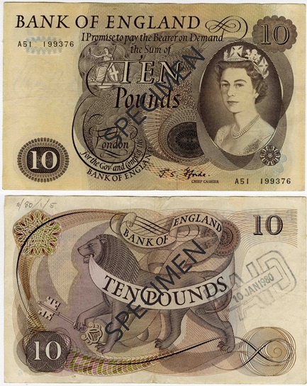 Front and back of note