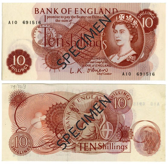 Front and back of note