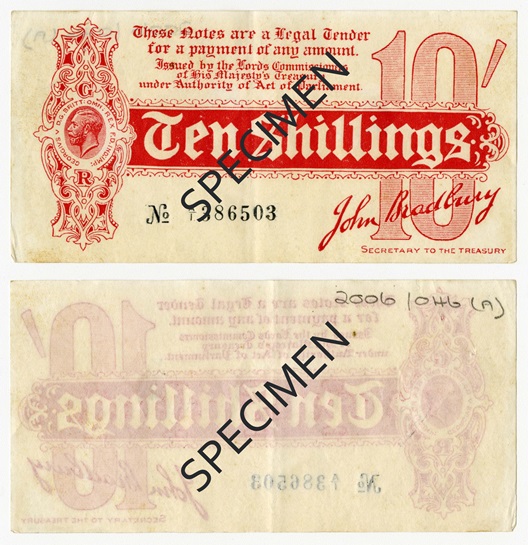 Front and back of note