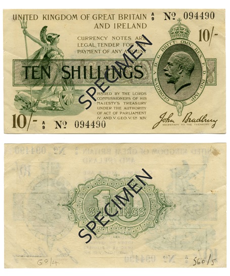 Front and back of note