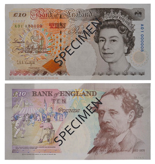 Front and back of note