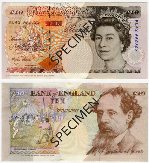 Front and back of note