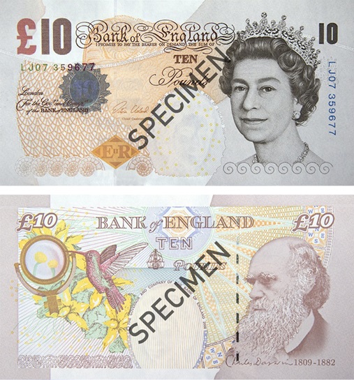 Front and back of note