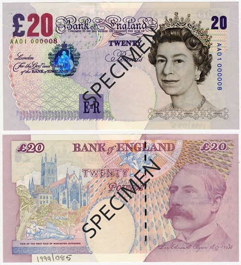 Front and back of note