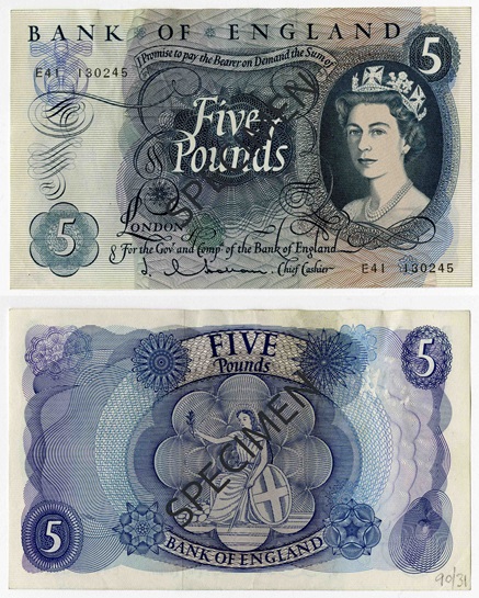 Front and back of note