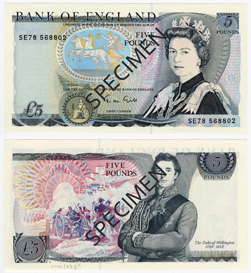 Front and back of note