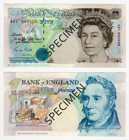 Front and back of note