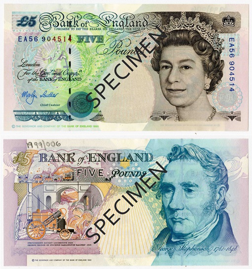 Front and back of note