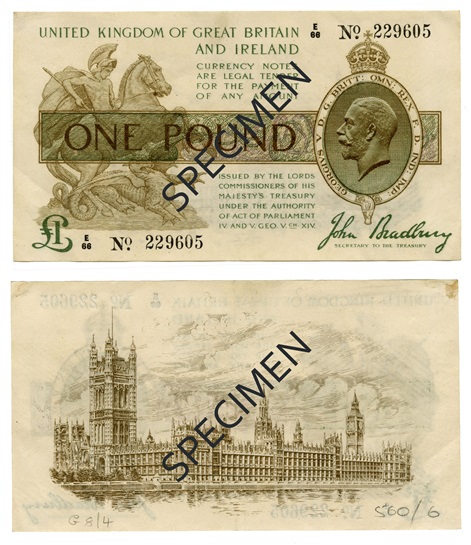 Front and back of note