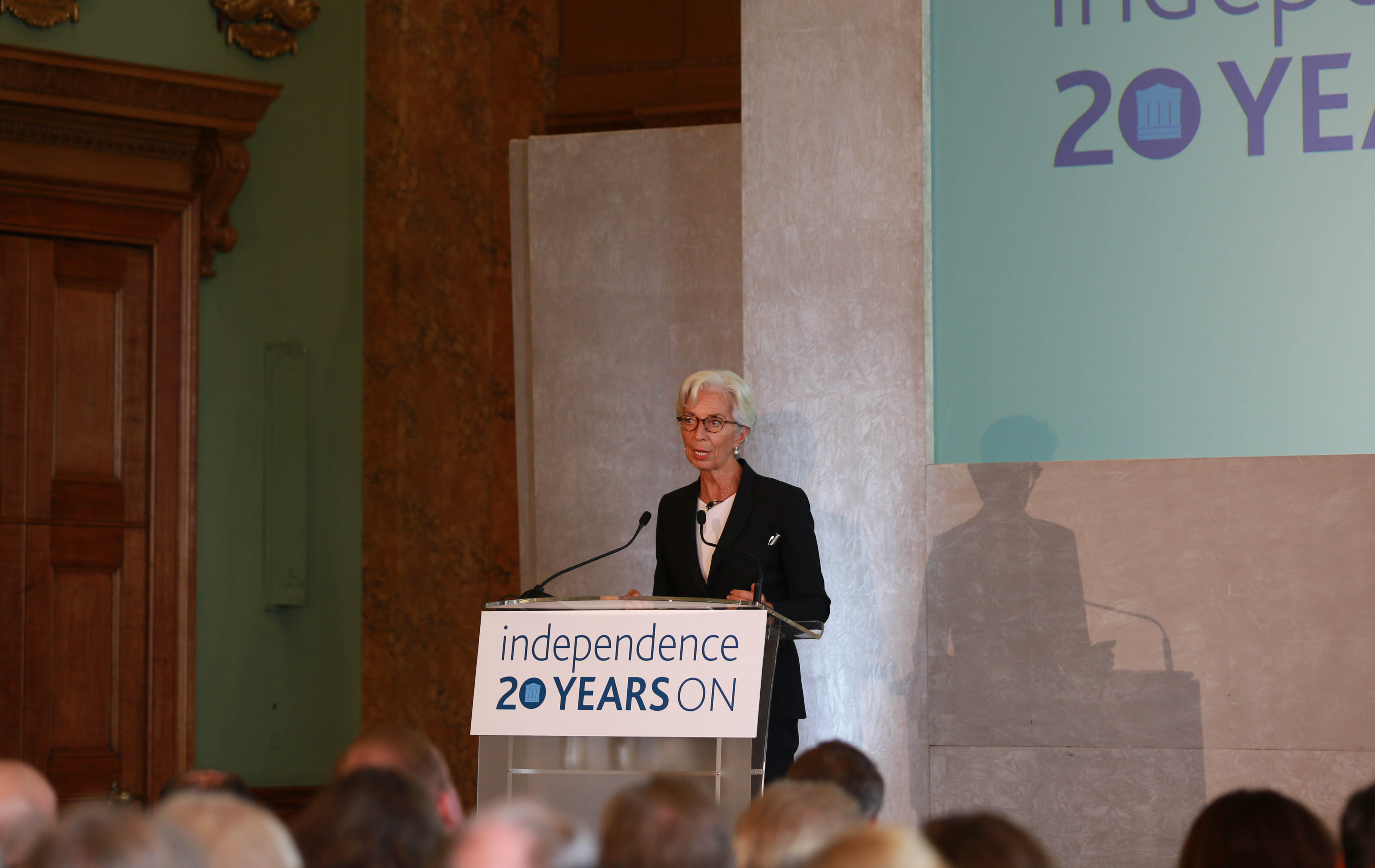 Christine Lagarde presenting at the Independence conference