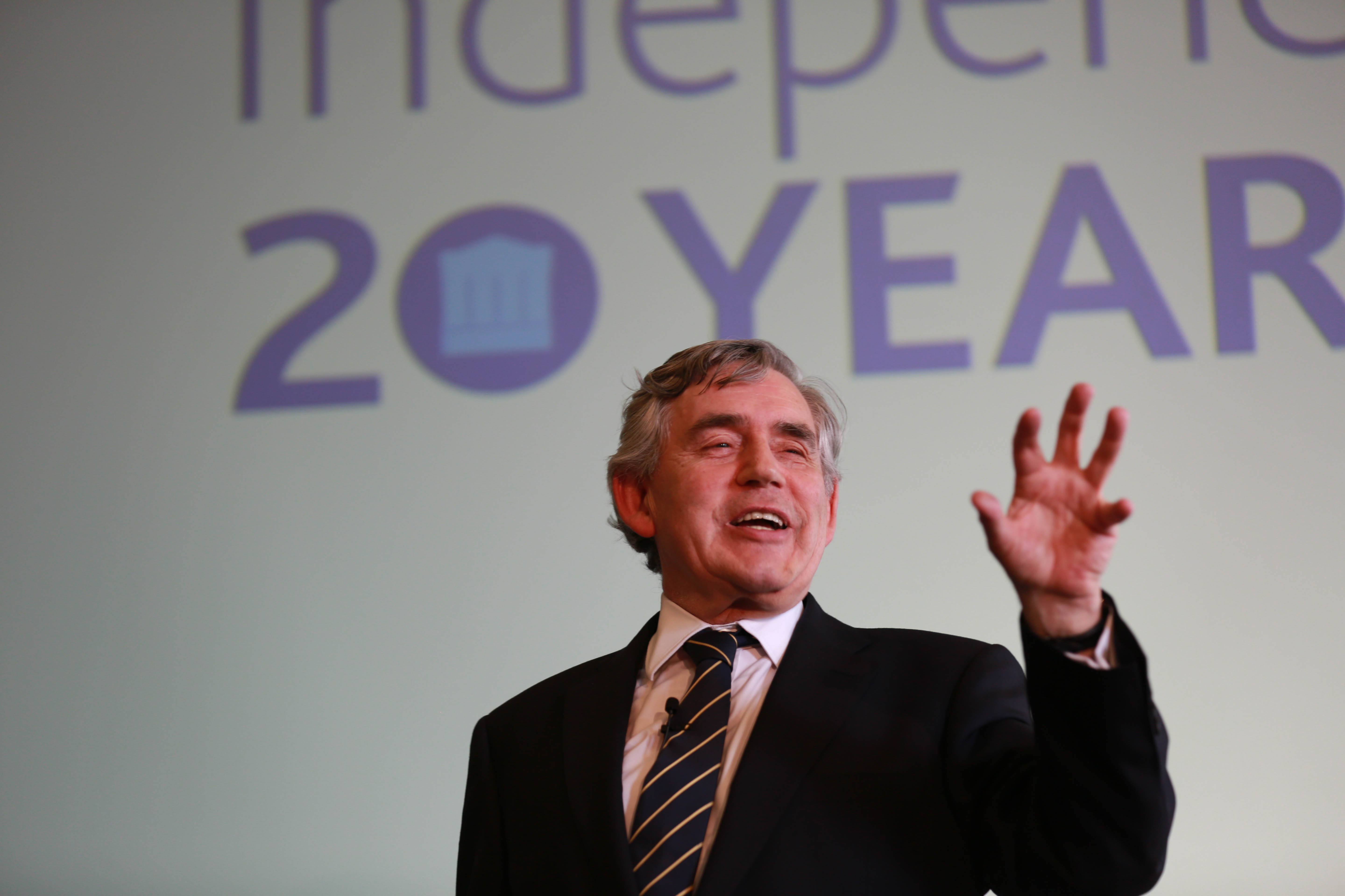 Gordon Brown presenting
