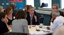 Mark Carney in group discussion at the Community Forum in Glasgow