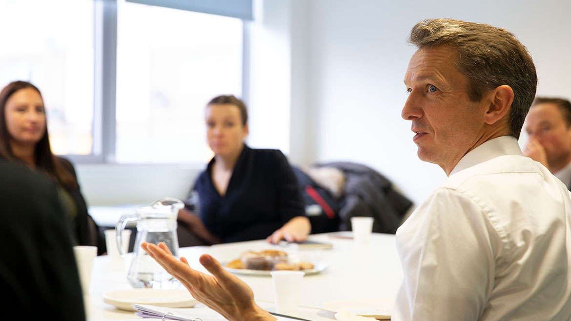 Andy Haldane and staff from Citizens Advice Bureau (CAB) in Livingston