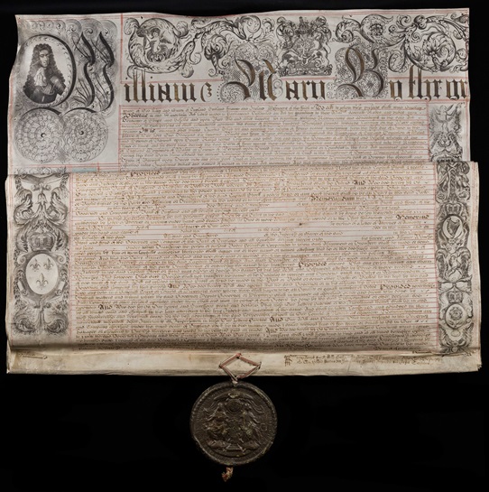 The original Bank of England Charter 1694 manuscript of Bank of England Charter