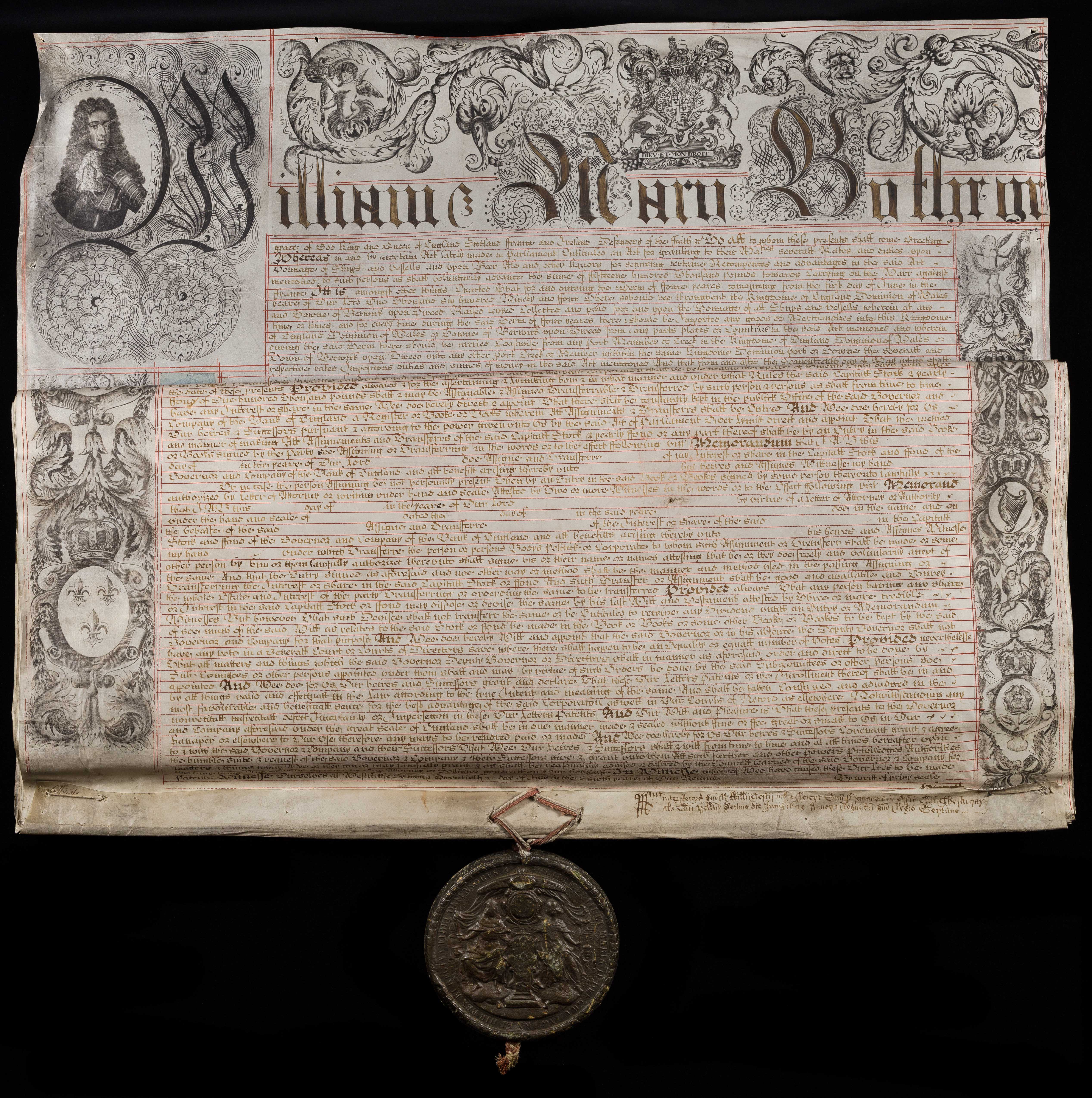 1694 manuscript of Bank of England Charter