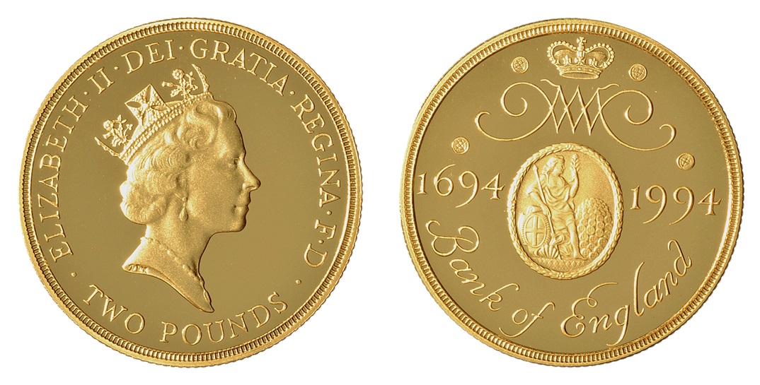 £2 coin to commemorate the Bank of England's 300th birthday Front and back £2 coin