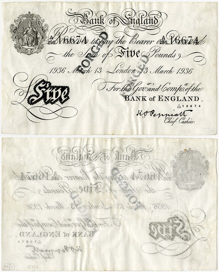 Front and back counterfeit banknote