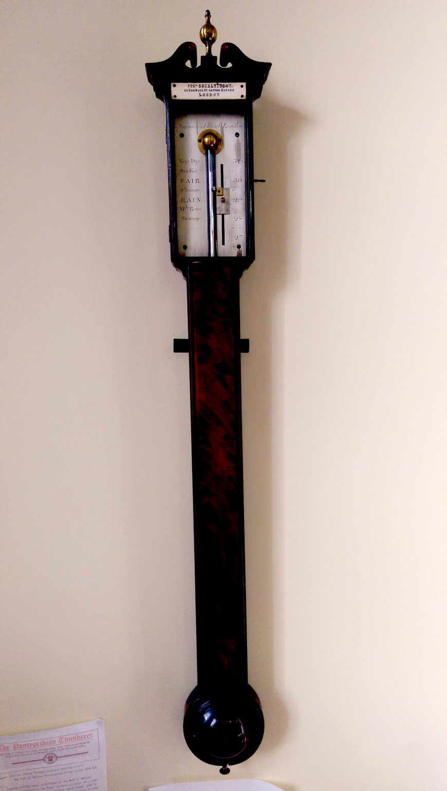 Barometer containing mercury