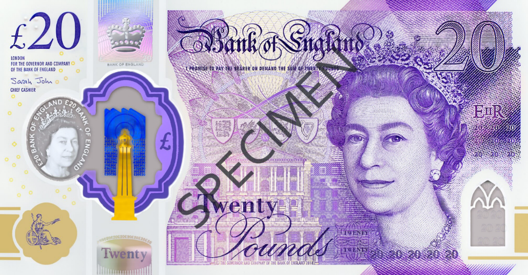 £20 polymer note featuring Roger Withington’s portrait of the Queen £20 polymer note featuring Roger Withington’s portrait of the Queen