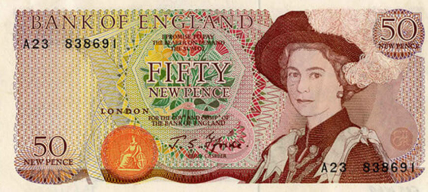 Harry Eccleston’s portrait of the Queen for the 50p note Harry Eccleston’s portrait of the Queen for the 50p note