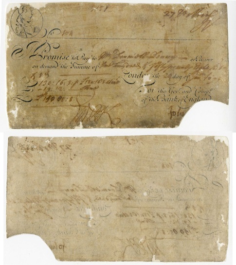 Bank of England, banknote, 24 January 1699, I/008