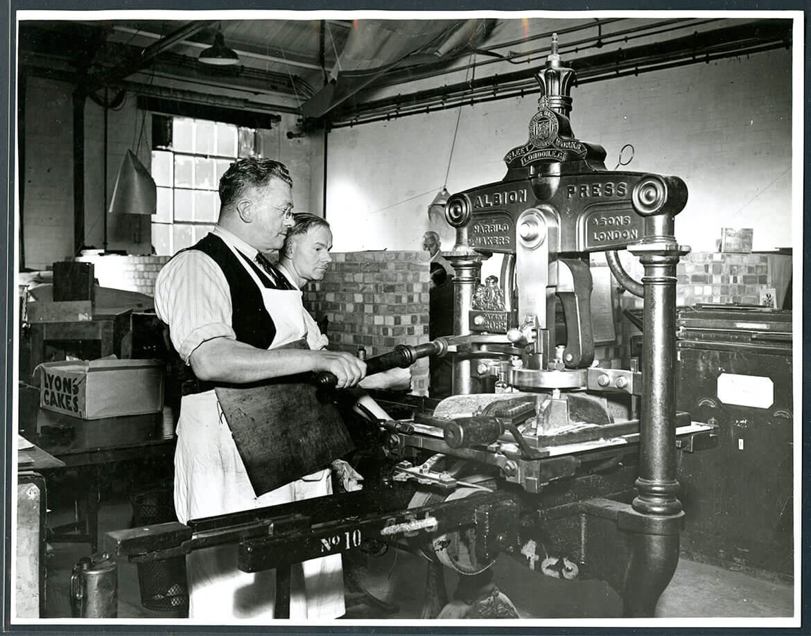 Unknown, photograph of note Printing machine at Overton, 1942, Bank of England Archive: 15A13/15/131