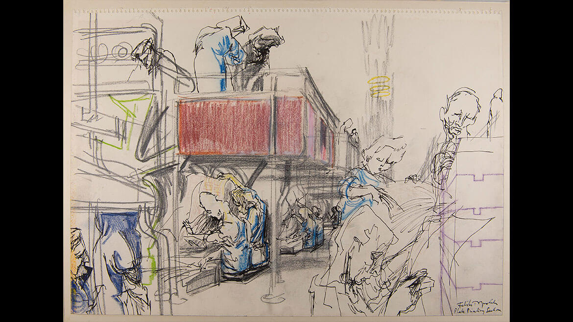 Feliks Topolski, Plate Printing Section, 1957