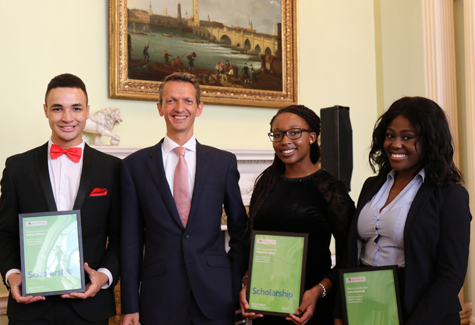 Andy Haldane with the winners of the Black African and African Caribbean scholarship programme