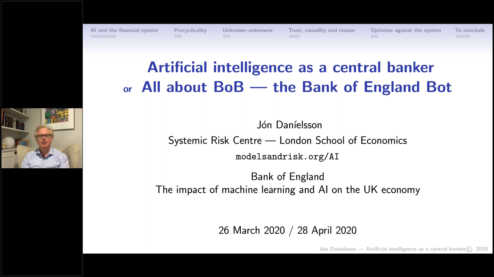 Jon Danielsson recording for AI conference