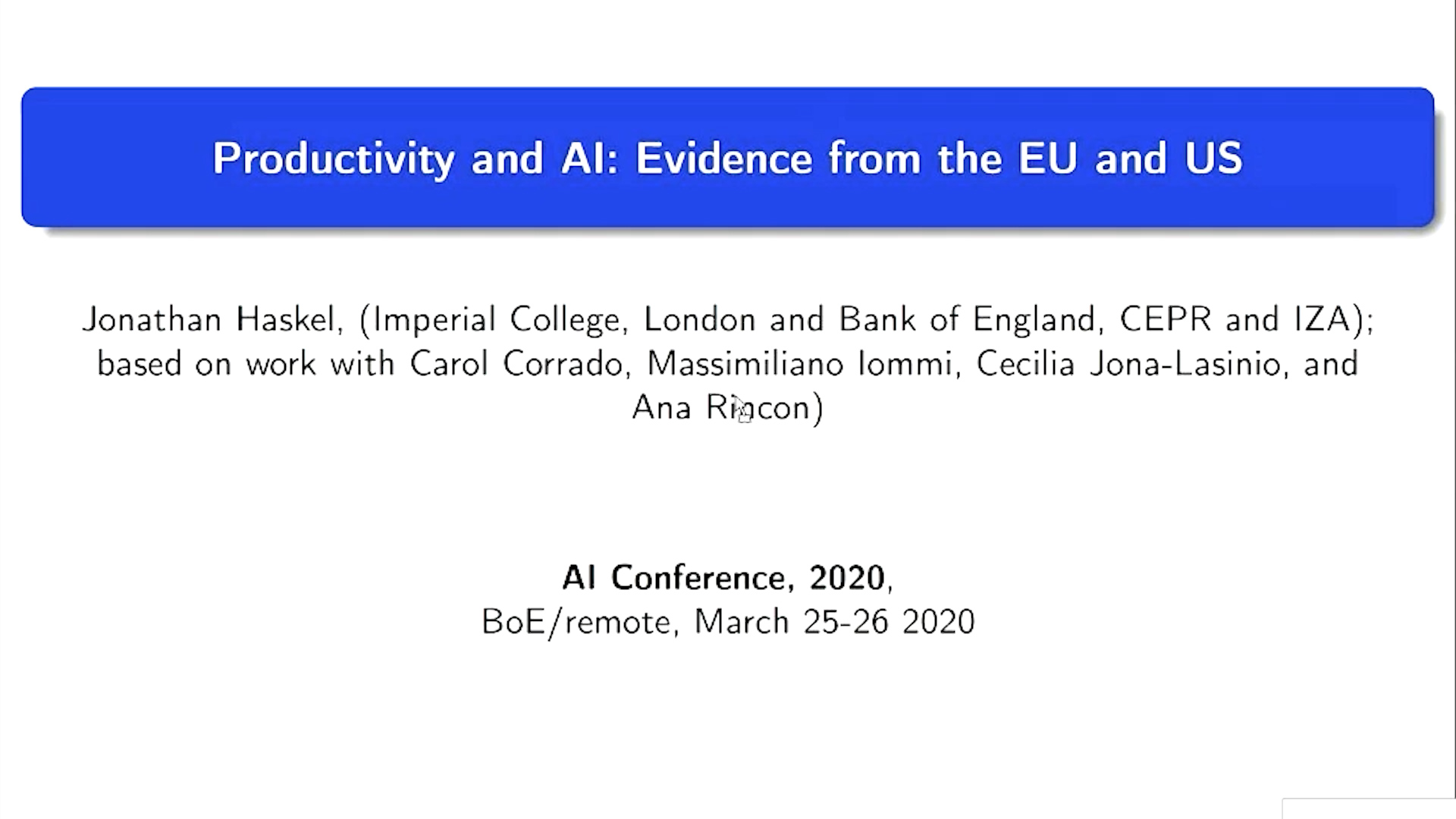 Jonathan Haskel recording for AI conference