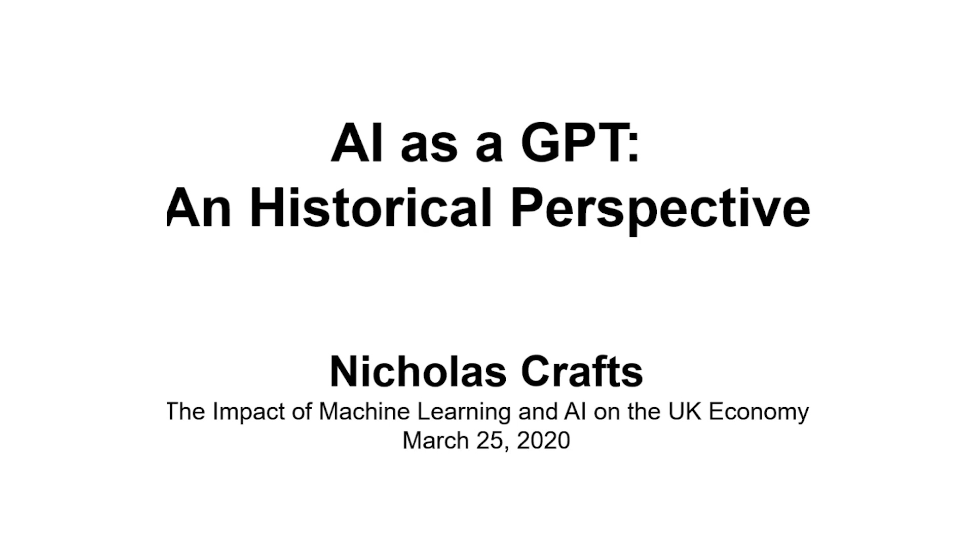 Nicholas Crafts recording for AI conference