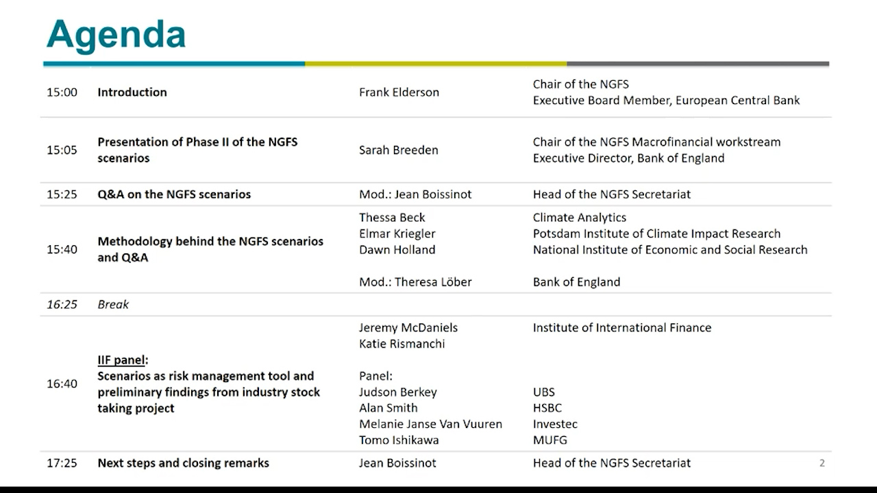 Network for Greening the Financial System (NGFS) Climate Scenarios Phase II – Launch Event